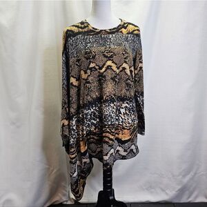 Simon Chang Yellow And Black Snakeskin Asymmetrical Top Size Small